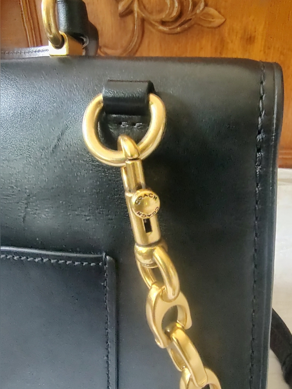 Coach Black Leather Top Handle Satchel Gold Turnlock 69519 Parker - Picture 2 of 14
